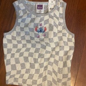 Disney Gray and White Stitch Tank Top